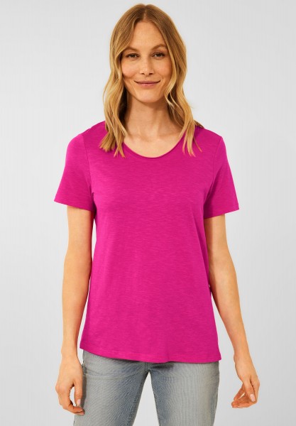 CECIL - Basic T-Shirt in Unifarbe in Raspberry Pink