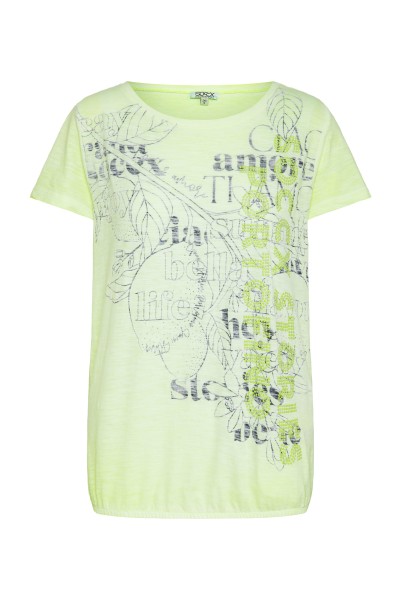 SOCCX T-Shirt mit Elastiksaum und Artwork in Summer Lime