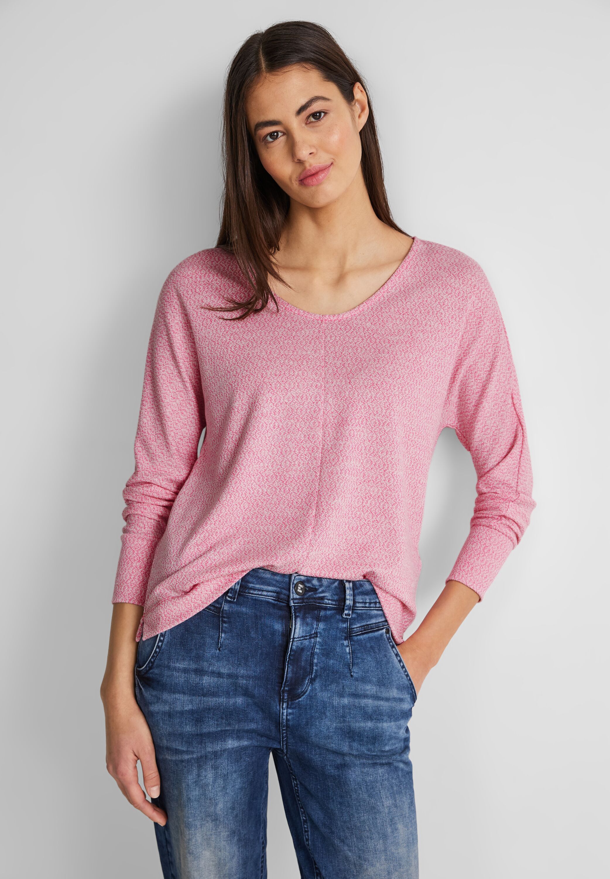 Street One Langarmshirt in Cozy Pink Melange A320881-15310 - CONCEPT Mode | Shirts