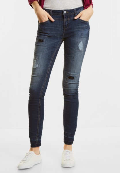 Street One - Heavy Used Slim Jeans Kathi in Blue Used Optic