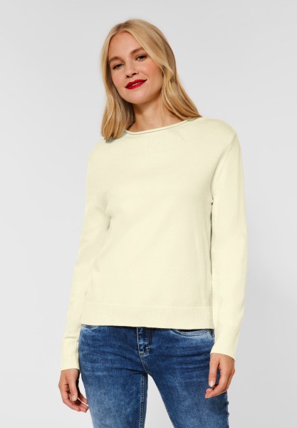 Street One - Pullover in Unifarbe in Mellow White