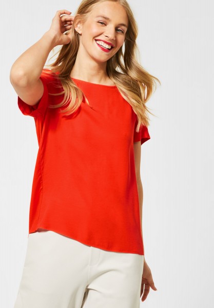 Street One - T-Shirt in Unifarbe in Cheeky Red