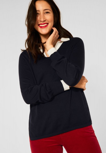 Street One - Pullover mit V-Ausschnitt in Black