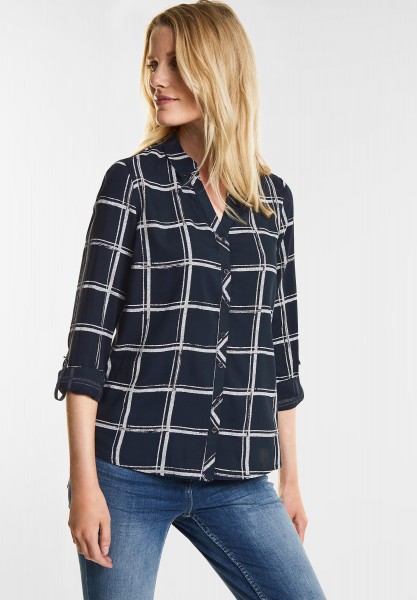 CECIL - Karo-Style Bluse in Deep Blue