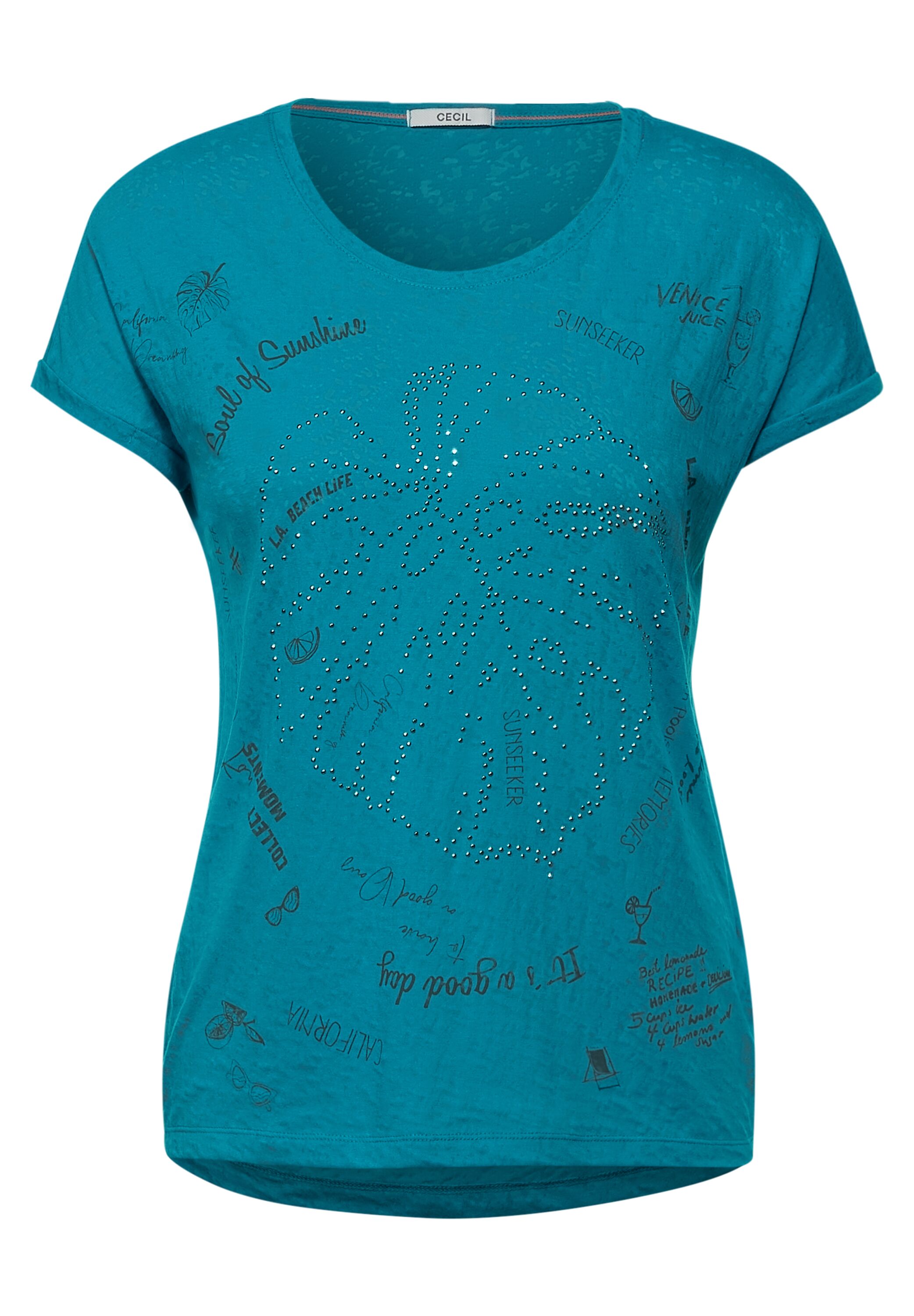 CECIL T-Shirt in Burn Out Lagoon Blue B316339-33194 - CONCEPT Mode