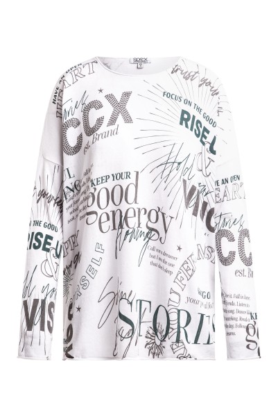 SOCCX Oversized-Pullover mit Artwork in Opticwhite