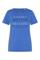 SOCCX T-Shirt mit Rundhals und Wording Print in Vividblue