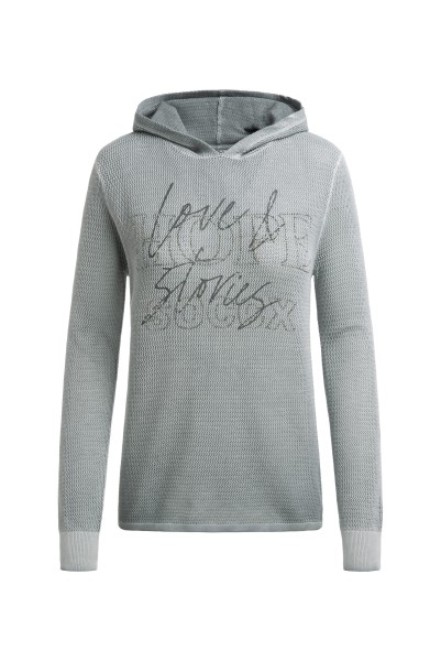 SOCCX Pullover mit Meshstruktur und Wording Print in Lunar Grey
