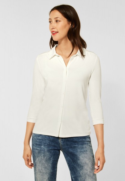 Street One - Shirtbluse in Unifarbe in Off White
