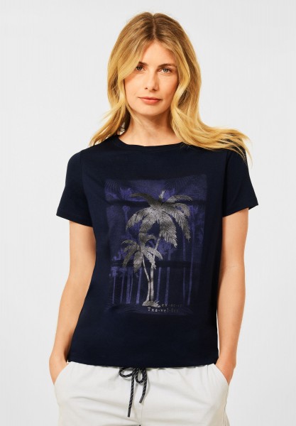 CECIL - T-Shirt mit Fotoprint in Deep Blue