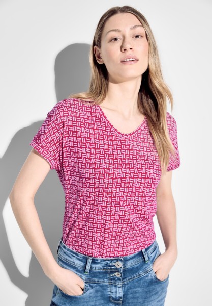 Cecil T-Shirt mit Print in Pink Sorbat
