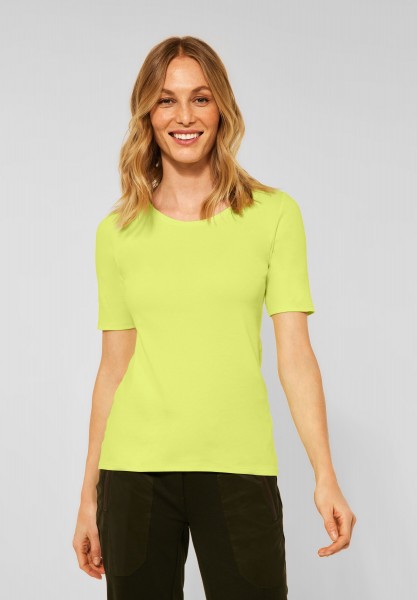 CECIL - T-Shirt in Unifarbe in Soft Lemon Yellow