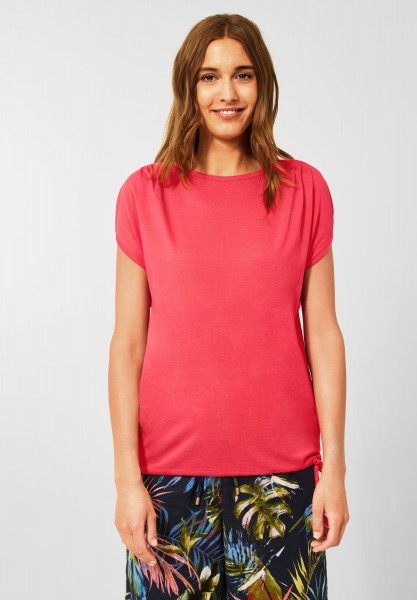 CECIL - T-Shirt in Unifarbe in Sunset Coral
