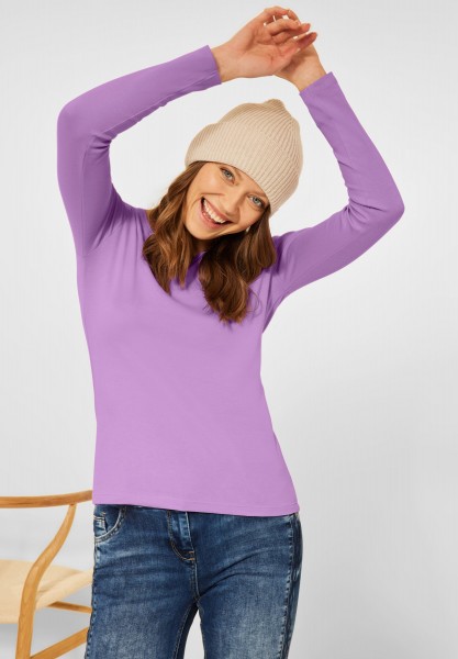 CECIL - Basic Shirt in Unifarbe in Frosty Violet
