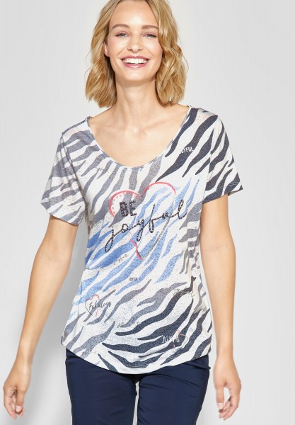 Street One - Print Shirt mit Burn-Out in Off White