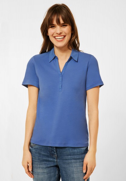 CECIL - Basic Poloshirt in Unifarbe in Forever Blue
