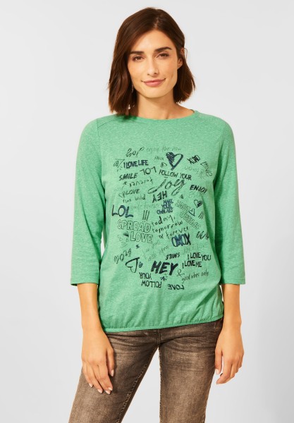 CECIL - Shirt mit Wording Print in Radiant Green Melange