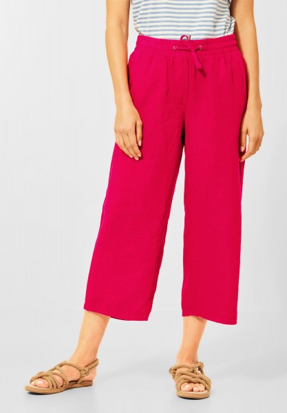 CECIL - Loose Fit Leinenhose in Rasberry Red