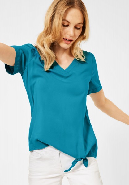 CECIL - Bluse mit Knoten Detail in Cool Lagoon Blue