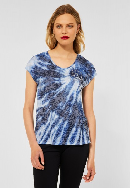 Street One - T-Shirt im Burnout Dessin in Grand Blue
