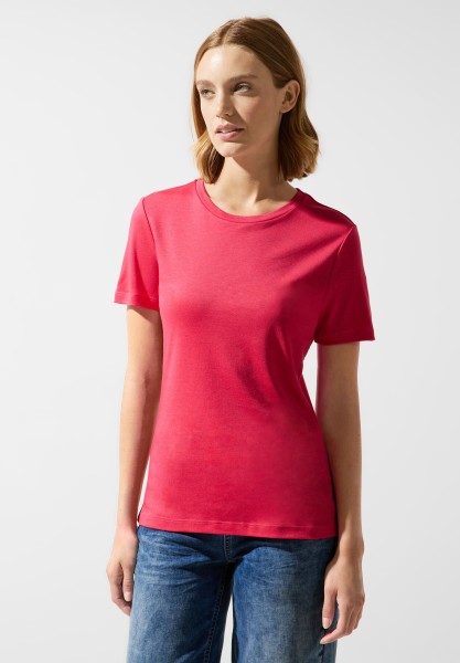 Street One Damenshirt mit Rundhals in Coral Blossom