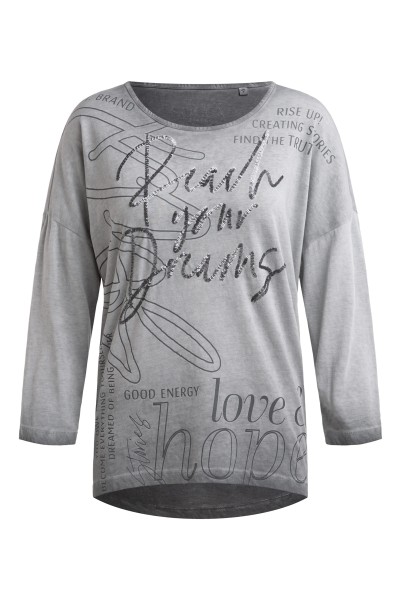 SOCCX Oversized-Shirt mit Artwork Print in Lunar Grey