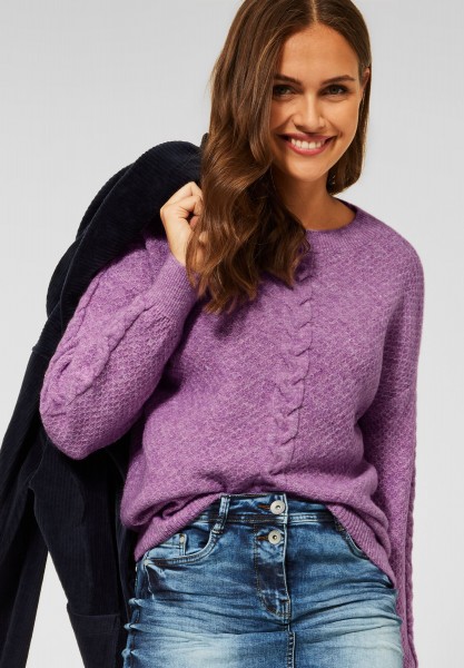 CECIL - Pullover mit Zopfmuster in Soft Violet