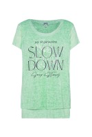 SOCCX T-Shirt im Lagenlook mit Wording in Leafy Mint