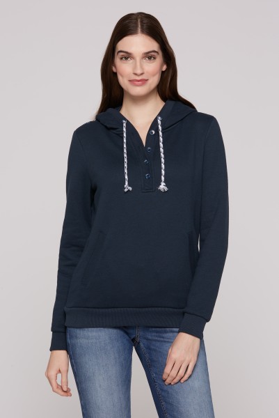 SOCCX Sweatshirt mit Kapuze und halber Knopfleiste in Blue Navy