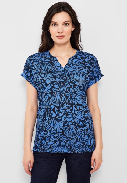 Cecil T-Shirt mit Blumenmuster in Deep Blue