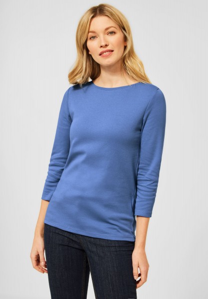 CECIL - Basic Shirt in Unifarbe in Forever Blue