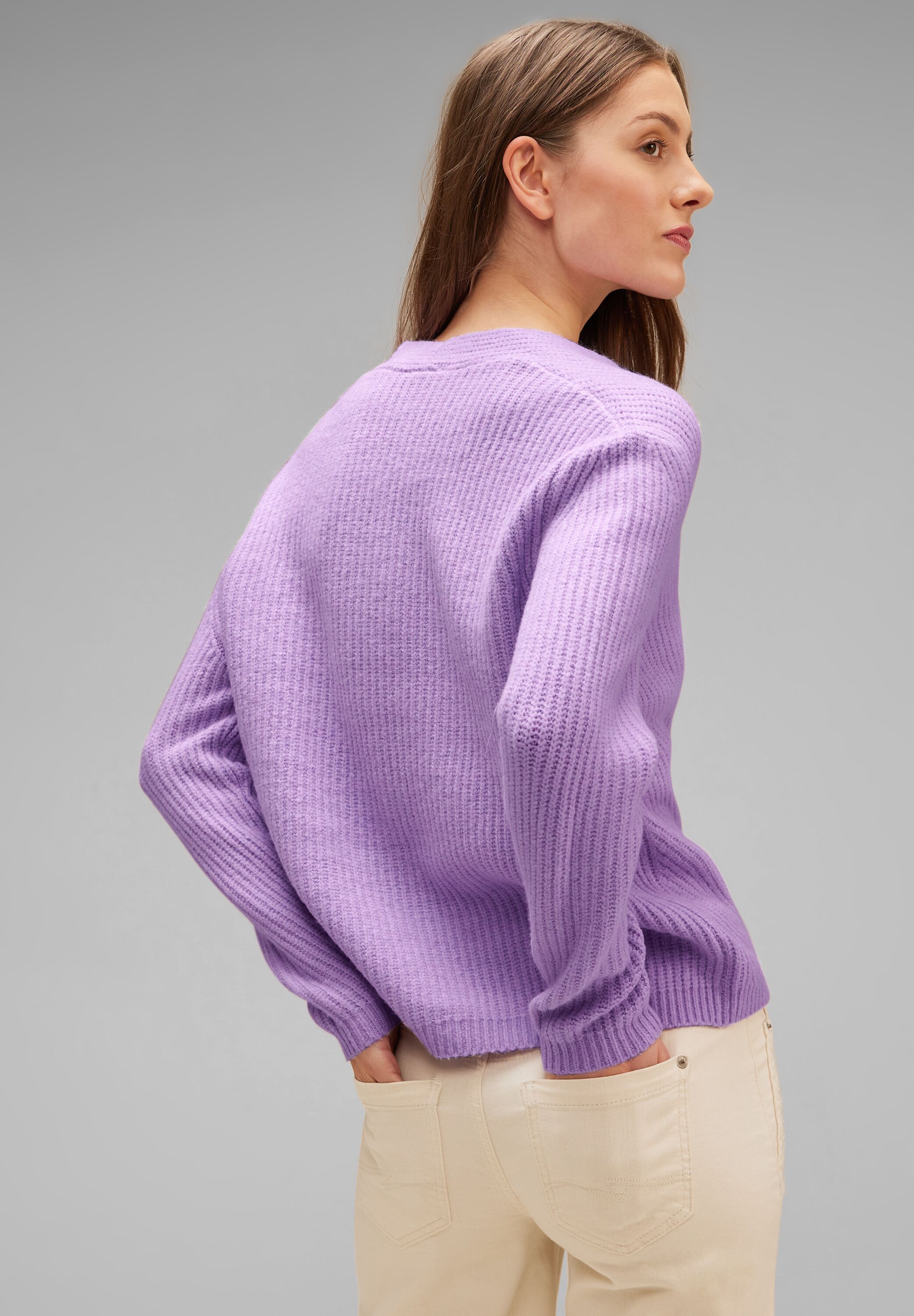 Street One V-Ausschnitt Pullover im in Soft Mode Lilac SALE - A302538-15290 CONCEPT reduziert Melange Pure