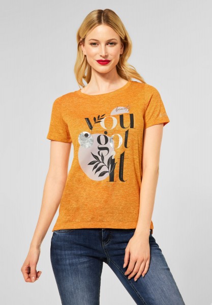 Street One - T-Shirt mit Partprint in Hot Yellow