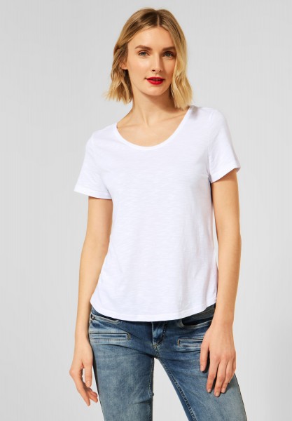 Street One - T-Shirt in Unifarbe in White