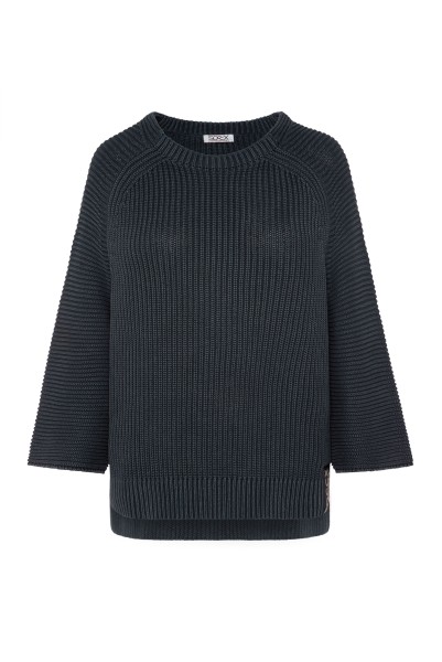 SOCCX Pullover Stone Washed mit verkürzten Ärmeln Blue Navy