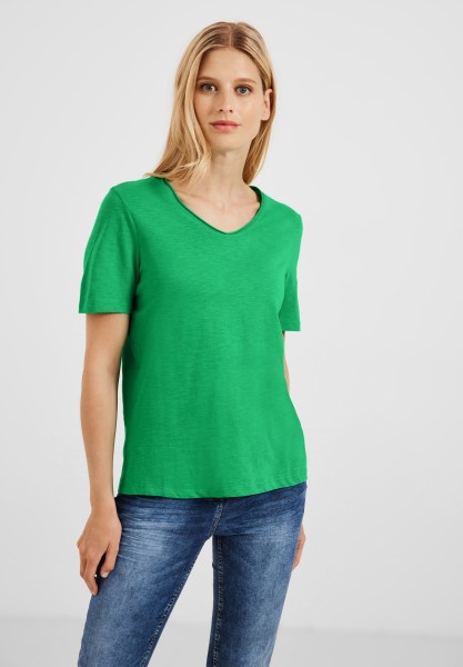 Cecil Unifarbendes Basic T-Shirt in Fresh Green