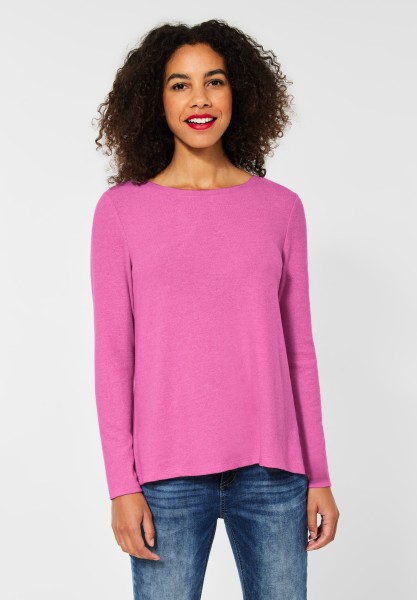 Street One - Shirt in Melange Optik in Pink Crush Melange