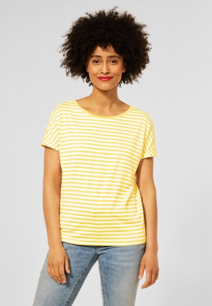 Street One - T-Shirt mit Streifen Muster in Merry Yellow
