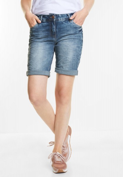 CECIL - Coole Shorts Scarlett in Mid Blue Used Wash