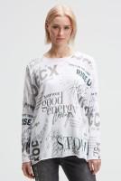 SOCCX Oversized-Pullover mit Artwork in Opticwhite