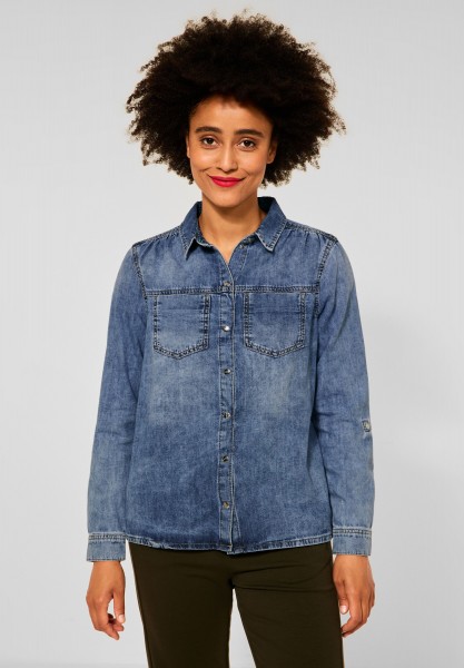 Street One - Jeansbluse in Mid Blue Washed