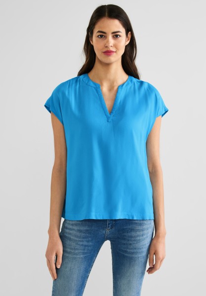 Street One Blusenshirt in Unifarbe in Splash Blue