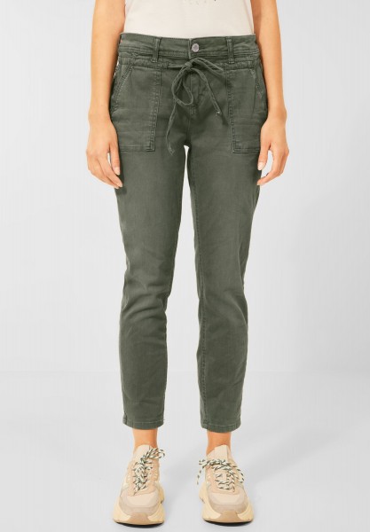Street One - Farbige Loose Fit Jeans in Light Bassy Olive Wash