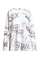 SOCCX Oversized-Pullover mit Artwork in Opticwhite