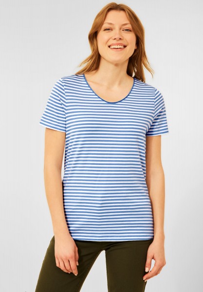 CECIL - T-Shirt mit Streifenmuster in Forever Blue