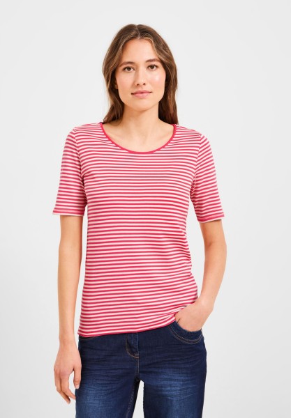 Cecil T-Shirt mit Streifenmuster in Strawberry Red