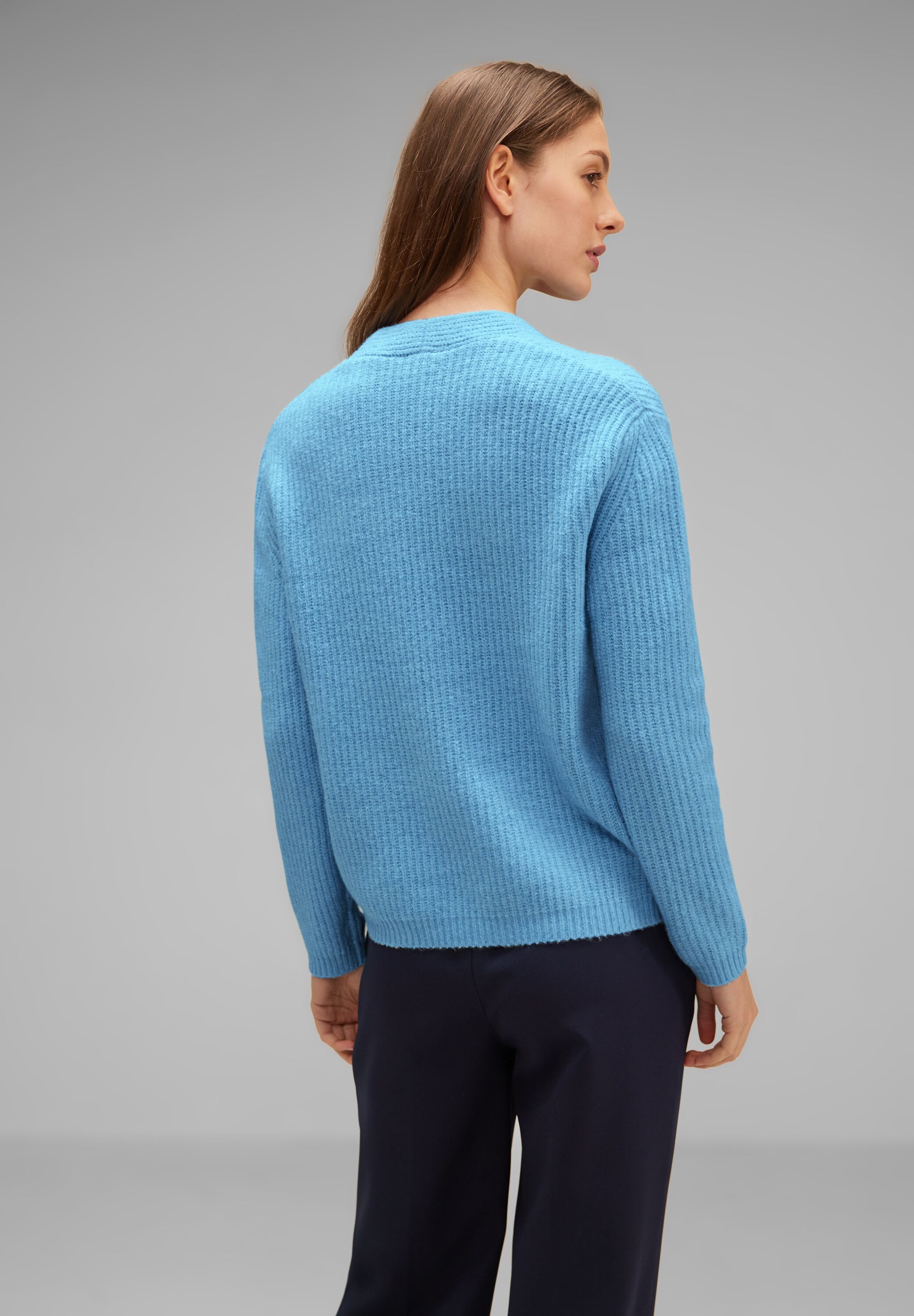 Street One V-Ausschnitt Pullover in Light Aquamarine Blue im SALE reduziert  A302538-15374 - CONCEPT Mode | V-Shirts