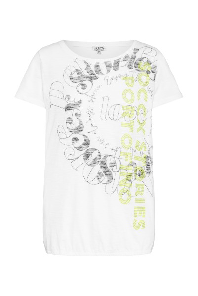 SOCCX T-Shirt mit Elastiksaum und Artwork in Opticwhite