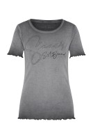 SOCCX Basic Rippshirt mit Logo aus Schmucksteinen in Black