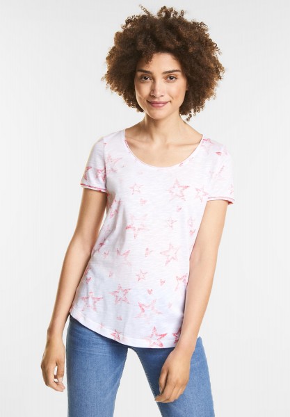Street One - T-Shirt im Inside-Out Style in Hibiscus Red